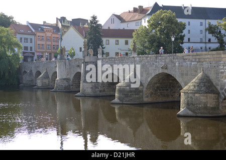 Stone Bridge, Pisek, Süd-Böhmen, Tschechische Republik, Europa Stockfoto