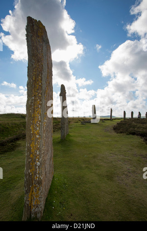 Der Ring of Brodgar Kreis der neolithischen Menhire, Orkney Islands, Schottland, Vereinigtes Königreich Stockfoto