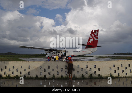 San Blás (Panama): der Landeplatz der Playon Chico, Dorf von Kuna Yala Stockfoto