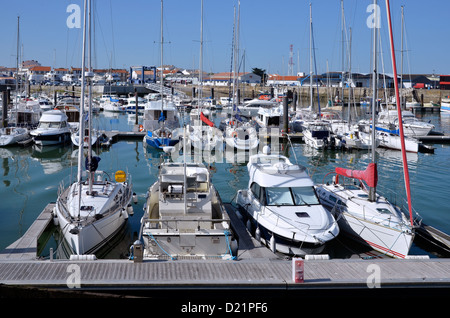 Hafen von l 'Herbaudière auf der Insel Noirmoutier En l' Île im Departement Vendée in der Region Pays De La Loire in Frankreich Stockfoto