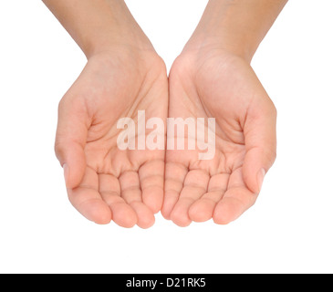 Beautiful schalenförmige Hände der jungen Frau - Ausschneiden Stockfoto