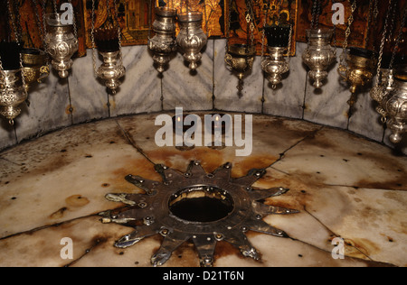 Die Grotte an der Kirche der Geburt, oder die Geburtskirche, die traditionell von Christen glaubten der Geburtsort von Jesus Christus zu sein in der West Bank Town Of Bethlehem in die Palästinensische Autonomiebehörde Stockfoto