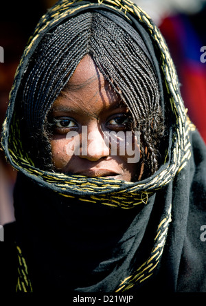 Afar Stamm Frau mit Scarifications auf ihrem Gesicht, Assaita, Afar Regional State, Äthiopien Stockfoto