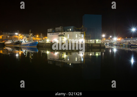 Peterhead Hafen Nacht Foto Stockfoto