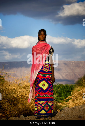 Afar Stamm Frau mit Scarifications auf ihrem Gesicht, Assaita, Afar Regional State, Äthiopien Stockfoto