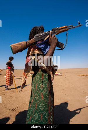 Afar Stammes-Krieger, Assaita, Afar Regional State, Äthiopien Stockfoto