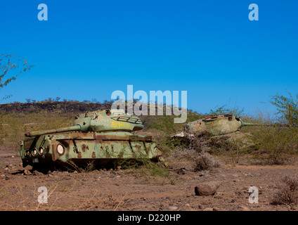 Alte Panzer aus der Zeit des Bürgerkrieges, Dire Dawa, Äthiopien Stockfoto