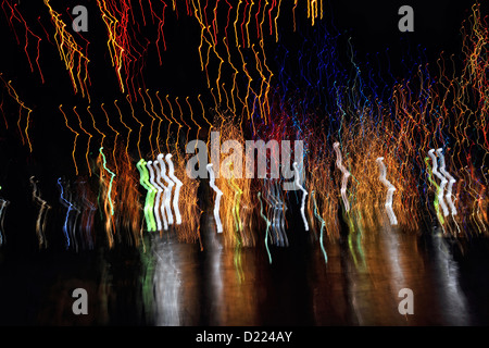 Die Innenstadt von Santa Fe im Winter - Urlaub Lichter auf der Plaza Santa Fe, New Mexico, USA Stockfoto