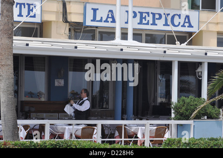 Valencia, Spanien: La Pepica Restaurant, Paseo Neptuno, Playa de las Arenas Stockfoto