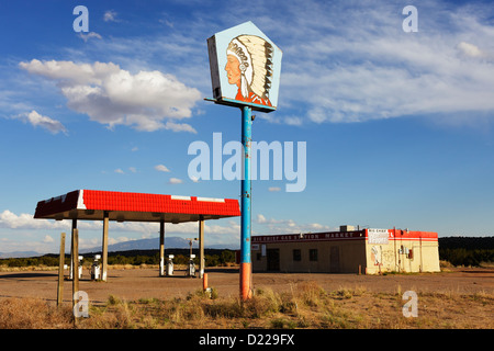 Big Chief Tankstelle, ländlichen New Mexico, USA.  Außer Betrieb. Stockfoto