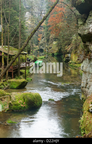 Kamenice Schlucht, Ceske Svycarsko, Nord-Böhmen, Tschechische Republik Stockfoto