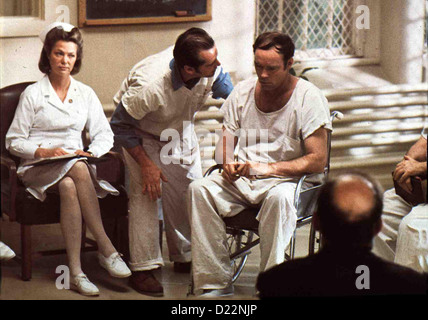 Einer prügeln Übers Kuckucksnest eine flog über Cuckoo es Nest Louise Fletcher, Jack Nicholson, Ted Markland Oberschwester Mildred Stockfoto