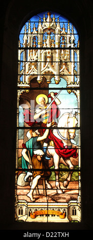 Saint-Martin, Glasfenster von Kirche Saint Severin, Paris Stockfoto