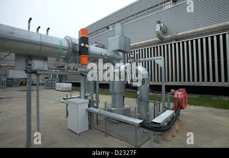 Unterhaching, Deutschland, statt der subventionierten Thermalwasser in das geothermische Kraftwerk Unterhaching Stockfoto