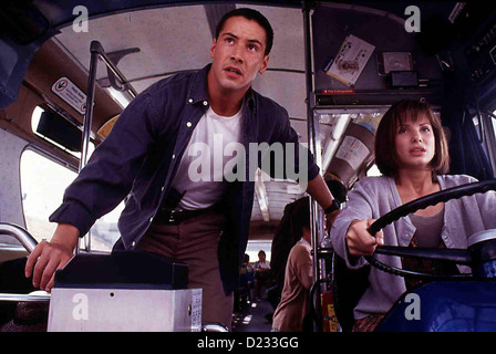 Geschwindigkeit Geschwindigkeit Keanu Reeves, Sandra Bullock Annie (Sandra Bullock) Uebernimmt Nonne Das Steuer. Waehrend Traven (Keanu Reeves) Stockfoto