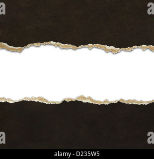 Zerrissenes Papier Grenzen isoliert auf weiss Stockfoto