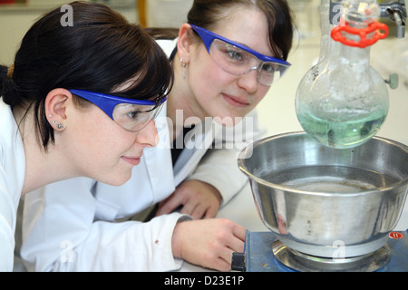 Berlin, Deutschland, Auszubildende Chemielaborantin im Chemielabor Stockfoto