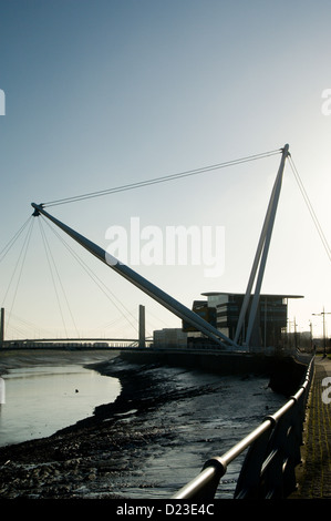 Newport City Fußgängerbrücke Newport Monmouthshire Wales Großbritannien Stockfoto