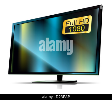 Schwarz TV Full HD high-Definition tv auf weißem Hintergrund Stockfoto