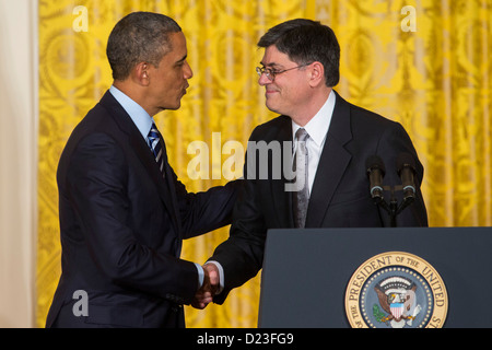 Präsident Barack Obama ernennt Jack Lew für Secretary Of The Treasury. Stockfoto