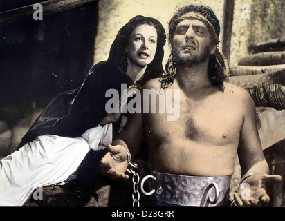 Samson Und Delilah Samson Delilah Hedy Lamarr, Victor Mature Delilah (Hedy Lamarr) Buhlt Vergeblich äh sterben Liebe von Samson Stockfoto
