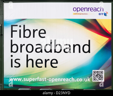 BT-Service Faser Optische Breitband-Zeichen Nord Ost England UK Stockfoto