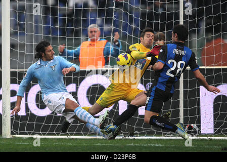 Rom, Italien. 13. Januar 2013. Olympia-Stadion. Serie A Fußball. Floccari Ziel, Lazio-Spieler, während die italienische Liga-Spiel zwischen Lazio und Atalanta. Lazio Rom gewann das Spiel mit einem Score von 2-0 durch Tore von Floccari und Brivio Stockfoto