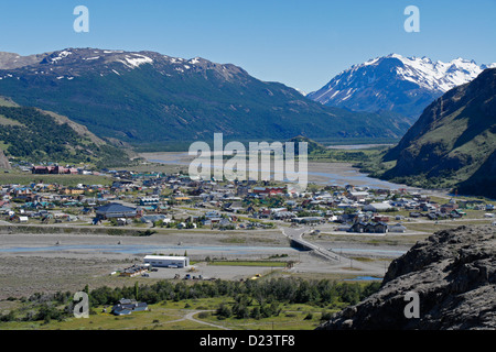 El Chalten und Rio de Las Vueltas, Los Glaciares NP, Patagonien, Argentinien Stockfoto