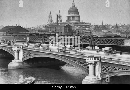 St. Pauls Cathedral & Blackfriars Bridge, London, ca. 1888 Stockfoto