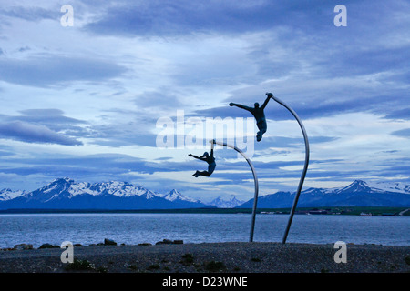 Wind-Denkmal (Amor al Viento) am Seno Ultima Esperanza (letzte Hoffnung Sound), Puerto Natales, Patagonien, Chile Stockfoto