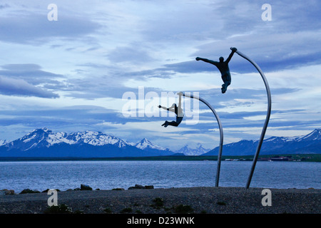 Wind-Denkmal (Amor al Viento) am Seno Ultima Esperanza (letzte Hoffnung Sound), Puerto Natales, Patagonien, Chile Stockfoto