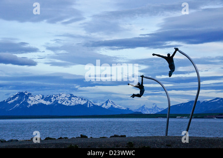 Wind-Denkmal (Amor al Viento) am Seno Ultima Esperanza (letzte Hoffnung Sound), Puerto Natales, Patagonien, Chile Stockfoto