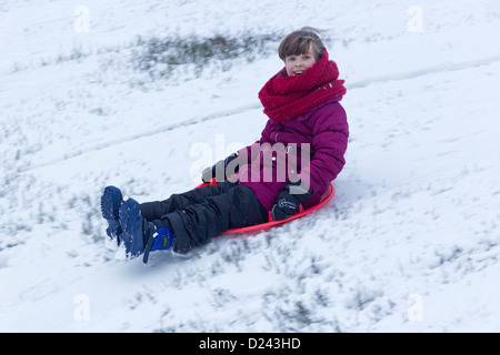 junges Mädchen Rodeln Stockfoto