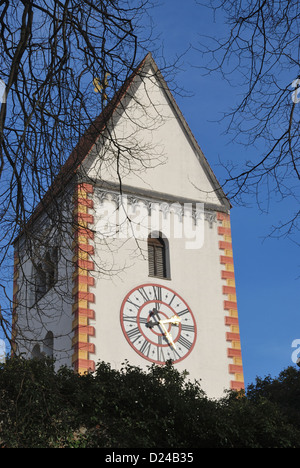 Die Basilika auf dem ehemaligen Benediktinerkloster St. Mang, Füssen, Bayern, Deutschland. Stockfoto