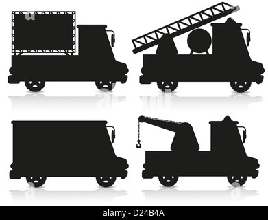 Auto-Symbol set schwarze Silhouette Abbildung isoliert auf weißem Hintergrund Stockfoto