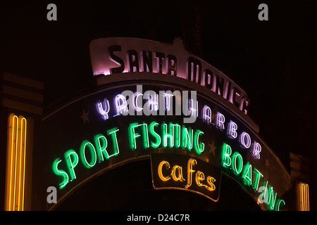 SANTA MONICA PIER NEON SIGN SANTA MONICA LOS ANGELES KALIFORNIEN USA Stockfoto