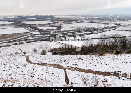 Sunderland, Großbritannien. 14. Januar 2013. Herrington Country Park mit einer Schneedecke von penshaw Hill Sunderland North East England gesehen. Quelle: Washington Imaging/Alamy leben Nachrichten Stockfoto