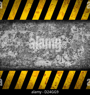 Grunge Metall Hintergrund mit schwarzen und gelben Warnstreifen Stockfoto