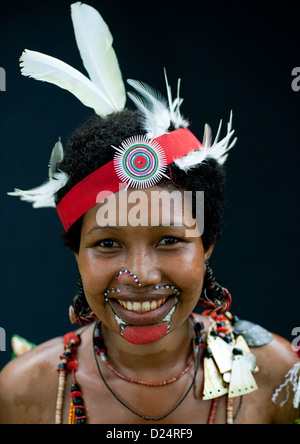 Tribal Tänzerin In Trobriand Insel, Papua-Neu-Guinea Stockfoto