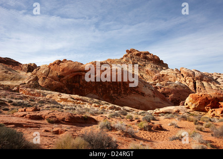 Nahaufnahme von verschiedenen farbigen Sandstein-Formationen in der Nähe von Rainbow Vista Tal des Feuers Staatspark Nevada, usa Stockfoto