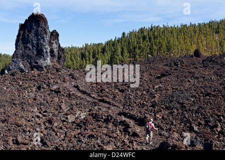 Die Kreisbahn rund um den Vulkan Chinyero, Website der letzten Eruption auf Teneriffa im Jahr 1909, Kanarische Inseln, Spanien. Stockfoto