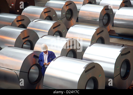 München, Deutschland, flach Stahl-Coils von ArcelorMittal Eisenhuettenstadt Stockfoto