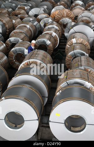 München, Deutschland, flach Stahl-Coils von ArcelorMittal Eisenhuettenstadt Stockfoto