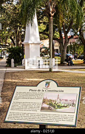 Plaza De La Constitución in St. Augustine, Florida. Stockfoto