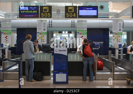 El Prat de Llobregat, Spanien, Check-in von Barcelona Flughafen Stockfoto