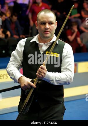 14.01.2013 London, England.  Stephen Maguire (SCO) verliert sein Match gegen Graeme Dott (SCO) während die Masters Snooker von Alexandra Palace. Stockfoto