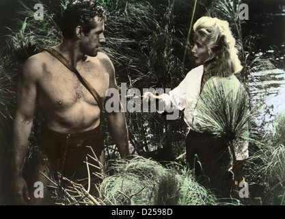 Tarzans Groesstes Abenteuer Tarzan größte Abenteuer Gordon Scott, Sara Shane Gemeinsam Mit Angie (Sara Shane) Macht sich Stockfoto
