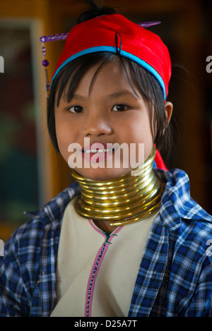 Padaung Shan, Kayan Lahwi tribal Mädchen, Inle, Myanmar, burma Stockfoto