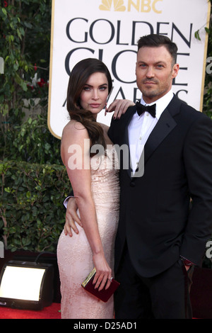 Schauspielern Megan Fox und Brian Austin Green kommen an die 70. Annual Golden Globe Awards von der Hollywood Foreign Press Association, HFPA, im Hotel Beverly Hilton in Beverly Hills, USA, am 13. Januar 2013 vorgestellt. Foto: Hubert Boesl Stockfoto