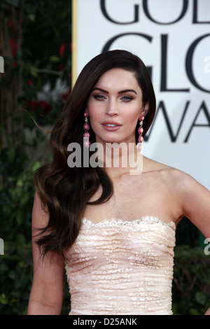 Schauspielerin Megan Fox kommt in der 70. Annual Golden Globe Awards von der Hollywood Foreign Press Association, HFPA, im Hotel Beverly Hilton in Beverly Hills, USA, am 13. Januar 2013 vorgestellt. Foto: Hubert Boesl Stockfoto